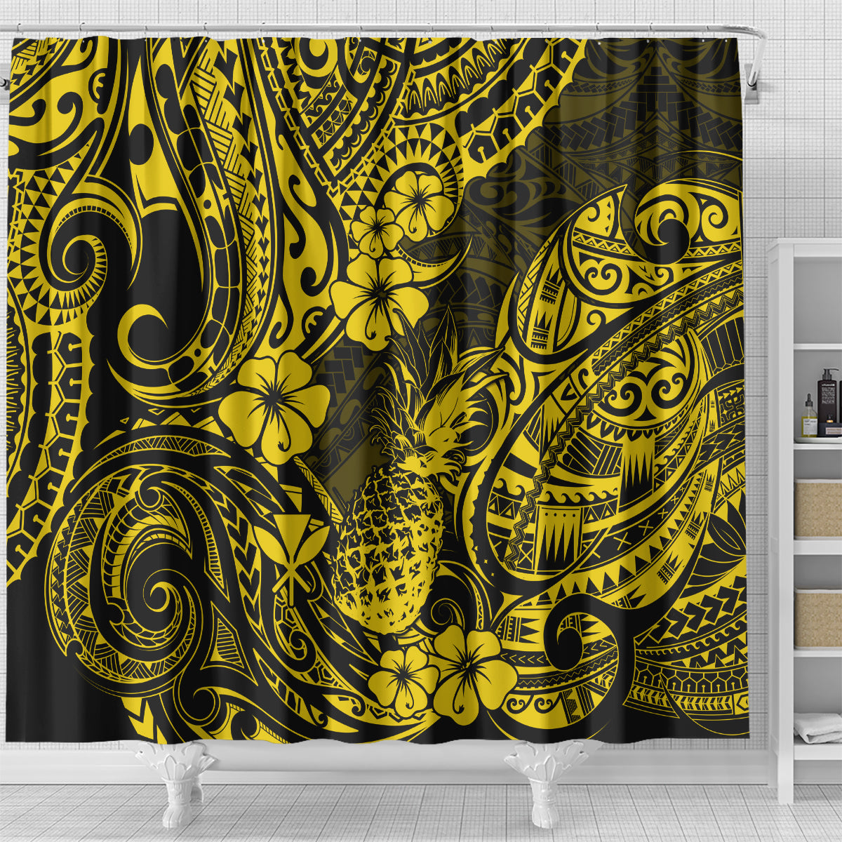 Hawaii Pineapple Shower Curtain Polynesian Pattern Yellow Version LT01 - Polynesian Pride