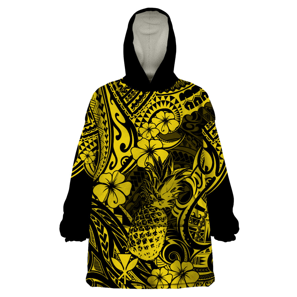 Hawaii Pineapple Wearable Blanket Hoodie Polynesian Pattern Yellow Version LT01 One Size Yellow - Polynesian Pride