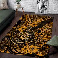 Hawaii Shaka Sign Area Rug With Polynesian Hibiscus Gold Unique LT01 Gold - Polynesian Pride