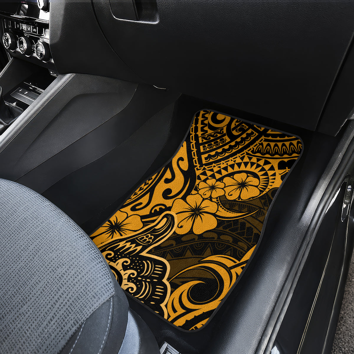 Hawaii Shaka Sign Car Mats With Polynesian Hibiscus Gold Unique LT01 - Polynesian Pride