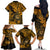 Hawaii Shaka Sign Family Matching Off Shoulder Long Sleeve Dress and Hawaiian Shirt With Polynesian Hibiscus Gold Unique LT01 - Polynesian Pride