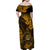 Hawaii Shaka Sign Family Matching Off Shoulder Maxi Dress and Hawaiian Shirt With Polynesian Hibiscus Gold Unique LT01 - Polynesian Pride