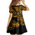 Hawaii Shaka Sign Family Matching Off Shoulder Short Dress and Hawaiian Shirt With Polynesian Hibiscus Gold Unique LT01 - Polynesian Pride