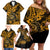 Hawaii Shaka Sign Family Matching Off Shoulder Short Dress and Hawaiian Shirt With Polynesian Hibiscus Gold Unique LT01 - Polynesian Pride