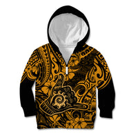 Hawaii Shaka Sign Kid Hoodie With Polynesian Hibiscus Gold Unique LT01 - Polynesian Pride