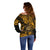 Hawaii Shaka Sign Off Shoulder Sweater With Polynesian Hibiscus Gold Unique LT01 - Polynesian Pride