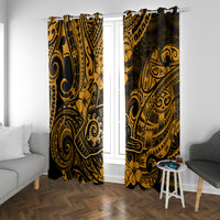 Hawaii Shaka Sign Window Curtain With Polynesian Hibiscus Gold Unique LT01 Grommets Gold - Polynesian Pride