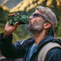 Hawaii Shaka Sign 4 in 1 Can Cooler Tumbler With Polynesian Hibiscus Green Unique