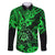 Hawaii Shaka Sign Family Matching Long Sleeve Bodycon Dress and Hawaiian Shirt With Polynesian Hibiscus Green Unique LT01 Dad's Shirt - Long Sleeve Green - Polynesian Pride