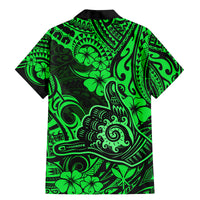 Hawaii Shaka Sign Family Matching Mermaid Dress and Hawaiian Shirt With Polynesian Hibiscus Green Unique LT01 - Polynesian Pride