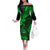 Hawaii Shaka Sign Family Matching Off Shoulder Long Sleeve Dress and Hawaiian Shirt With Polynesian Hibiscus Green Unique LT01 Mom's Dress Green - Polynesian Pride