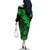 Hawaii Shaka Sign Family Matching Off Shoulder Long Sleeve Dress and Hawaiian Shirt With Polynesian Hibiscus Green Unique LT01 - Polynesian Pride