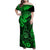 Hawaii Shaka Sign Family Matching Off Shoulder Maxi Dress and Hawaiian Shirt With Polynesian Hibiscus Green Unique LT01 Mom's Dress Green - Polynesian Pride