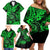 Hawaii Shaka Sign Family Matching Off Shoulder Short Dress and Hawaiian Shirt With Polynesian Hibiscus Green Unique LT01 - Polynesian Pride