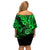 Hawaii Shaka Sign Family Matching Off Shoulder Short Dress and Hawaiian Shirt With Polynesian Hibiscus Green Unique LT01 - Polynesian Pride