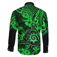 Hawaii Shaka Sign Family Matching Short Sleeve Bodycon Dress and Hawaiian Shirt With Polynesian Hibiscus Green Unique LT01 - Polynesian Pride