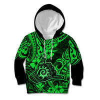 Hawaii Shaka Sign Kid Hoodie With Polynesian Hibiscus Green Unique LT01 Green - Polynesian Pride