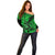 Hawaii Shaka Sign Off Shoulder Sweater With Polynesian Hibiscus Green Unique LT01 - Polynesian Pride