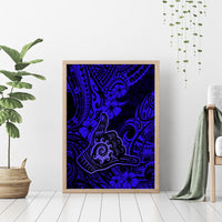 Hawaii Shaka Sign Canvas Wall Art With Polynesian Hibiscus Navy Blue Unique LT01 - Polynesian Pride
