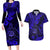 Hawaii Shaka Sign Couples Matching Long Sleeve Bodycon Dress and Hawaiian Shirt With Polynesian Hibiscus Navy Blue Unique LT01 Blue - Polynesian Pride