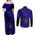 Hawaii Shaka Sign Couples Matching Off Shoulder Maxi Dress and Long Sleeve Button Shirts With Polynesian Hibiscus Navy Blue Unique LT01 - Polynesian Pride