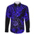 Hawaii Shaka Sign Family Matching Long Sleeve Bodycon Dress and Hawaiian Shirt With Polynesian Hibiscus Navy Blue Unique LT01 Dad's Shirt - Long Sleeve Blue - Polynesian Pride