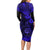 Hawaii Shaka Sign Long Sleeve Bodycon Dress With Polynesian Hibiscus Navy Blue Unique LT01 - Polynesian Pride