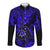 Hawaii Shaka Sign Long Sleeve Button Shirt With Polynesian Hibiscus Navy Blue Unique LT01 Unisex Blue - Polynesian Pride