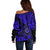 Hawaii Shaka Sign Off Shoulder Sweater With Polynesian Hibiscus Navy Blue Unique LT01 - Polynesian Pride