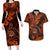 Hawaii Shaka Sign Couples Matching Long Sleeve Bodycon Dress and Hawaiian Shirt With Polynesian Hibiscus Orange Unique LT01 Orange - Polynesian Pride