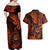 Hawaii Shaka Sign Couples Matching Off Shoulder Maxi Dress and Hawaiian Shirt With Polynesian Hibiscus Orange Unique LT01 - Polynesian Pride