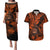 Hawaii Shaka Sign Couples Matching Puletasi Dress and Hawaiian Shirt With Polynesian Hibiscus Orange Unique LT01 Orange - Polynesian Pride
