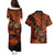 Hawaii Shaka Sign Couples Matching Puletasi Dress and Hawaiian Shirt With Polynesian Hibiscus Orange Unique LT01 - Polynesian Pride