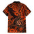 Hawaii Shaka Sign Family Matching Off Shoulder Long Sleeve Dress and Hawaiian Shirt With Polynesian Hibiscus Orange Unique LT01 - Polynesian Pride