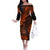 Hawaii Shaka Sign Family Matching Off Shoulder Long Sleeve Dress and Hawaiian Shirt With Polynesian Hibiscus Orange Unique LT01 Mom's Dress Orange - Polynesian Pride