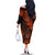 Hawaii Shaka Sign Family Matching Off Shoulder Long Sleeve Dress and Hawaiian Shirt With Polynesian Hibiscus Orange Unique LT01 - Polynesian Pride