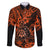 Hawaii Shaka Sign Family Matching Off Shoulder Short Dress and Hawaiian Shirt With Polynesian Hibiscus Orange Unique LT01 Dad's Shirt - Long Sleeve Orange - Polynesian Pride