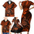 Hawaii Shaka Sign Family Matching Short Sleeve Bodycon Dress and Hawaiian Shirt With Polynesian Hibiscus Orange Unique LT01 - Polynesian Pride