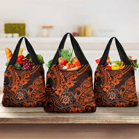 Hawaii Shaka Sign Grocery Bag With Polynesian Hibiscus Orange Unique LT01 3-pack One Size Orange - Polynesian Pride