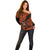 Hawaii Shaka Sign Off Shoulder Sweater With Polynesian Hibiscus Orange Unique LT01 - Polynesian Pride