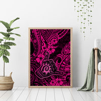Hawaii Shaka Sign Canvas Wall Art With Polynesian Hibiscus Pink Unique LT01 - Polynesian Pride
