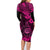 Hawaii Shaka Sign Family Matching Long Sleeve Bodycon Dress and Hawaiian Shirt With Polynesian Hibiscus Pink Unique LT01 - Polynesian Pride