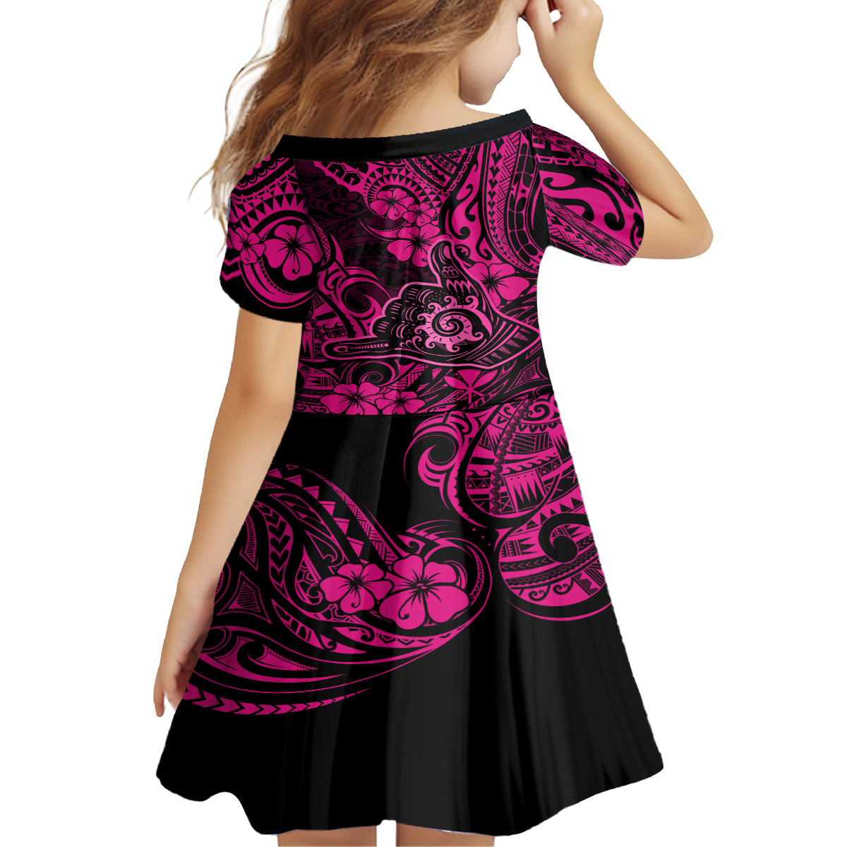 Hawaii Shaka Sign Family Matching Off Shoulder Maxi Dress and Hawaiian Shirt With Polynesian Hibiscus Pink Unique LT01 - Polynesian Pride