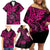 Hawaii Shaka Sign Family Matching Off Shoulder Short Dress and Hawaiian Shirt With Polynesian Hibiscus Pink Unique LT01 - Polynesian Pride