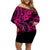 Hawaii Shaka Sign Family Matching Off Shoulder Short Dress and Hawaiian Shirt With Polynesian Hibiscus Pink Unique LT01 Mom's Dress Pink - Polynesian Pride