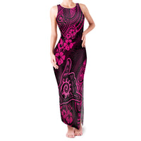 Hawaii Shaka Sign Family Matching Tank Maxi Dress and Hawaiian Shirt With Polynesian Hibiscus Pink Unique LT01 Mom's Dress Pink - Polynesian Pride