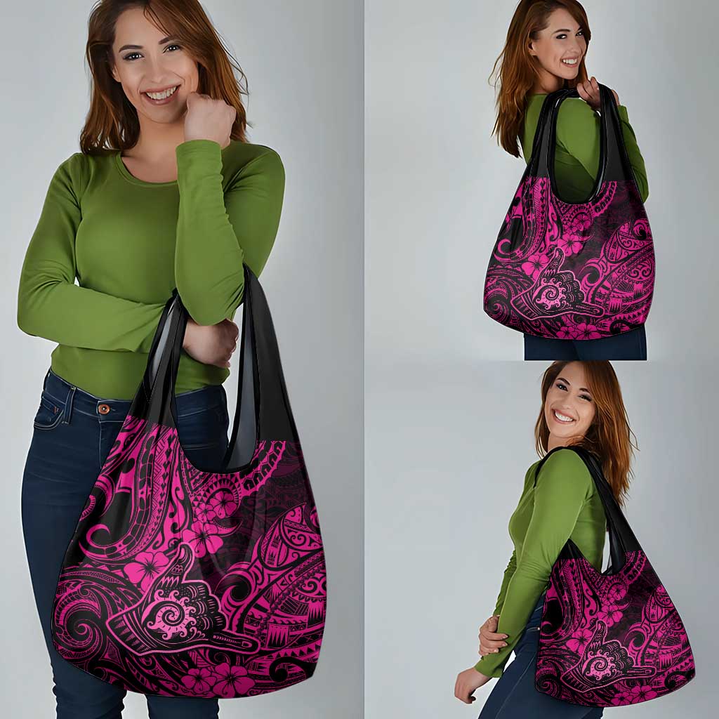 Hawaii Shaka Sign Grocery Bag With Polynesian Hibiscus Pink Unique LT01 - Polynesian Pride