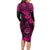 Hawaii Shaka Sign Long Sleeve Bodycon Dress With Polynesian Hibiscus Pink Unique LT01 - Polynesian Pride