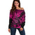 Hawaii Shaka Sign Off Shoulder Sweater With Polynesian Hibiscus Pink Unique LT01 Women Pink - Polynesian Pride