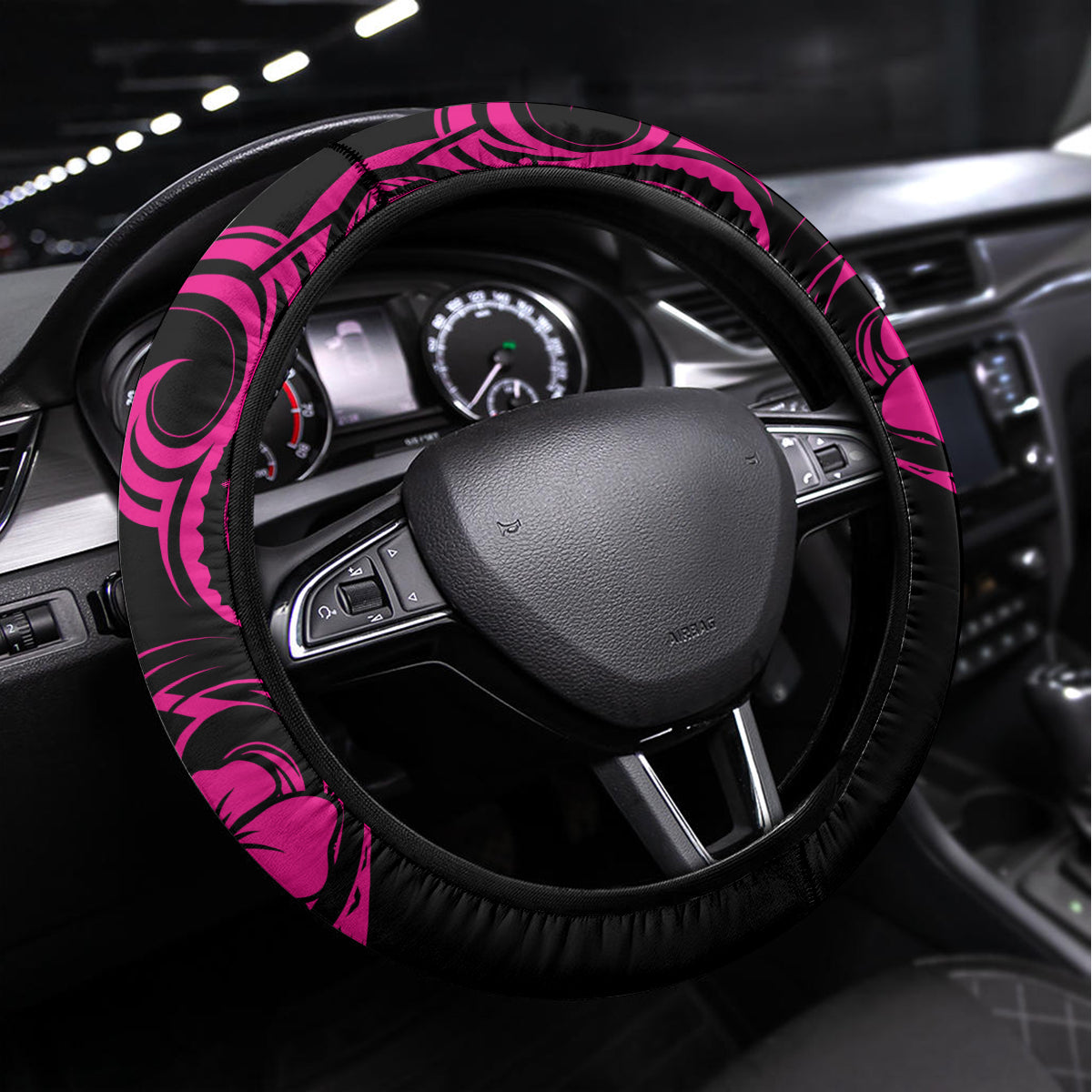 Hawaii Shaka Sign Steering Wheel Cover With Polynesian Hibiscus Pink Unique